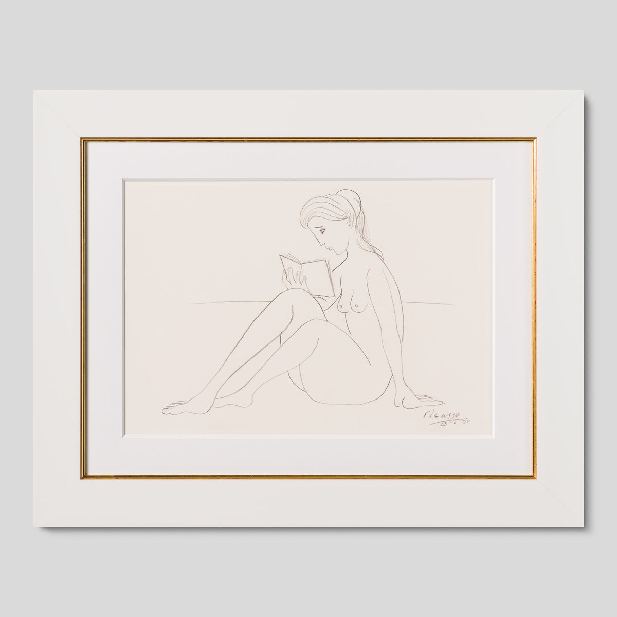 JMY ORI POR 34688 Nude Reading On Beach (1) Pencil Study In The Style Of Pablo Picasso 1920 1 