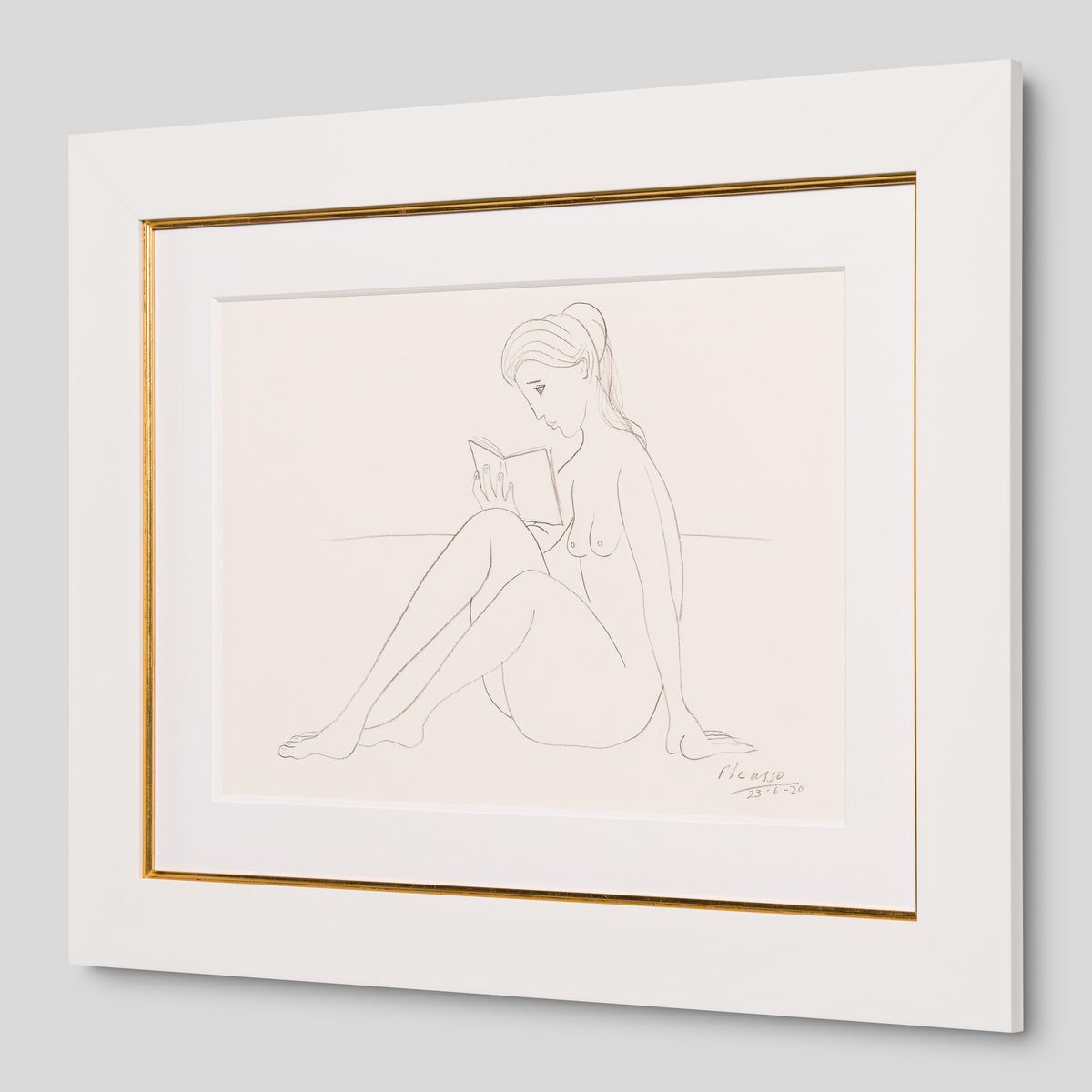 JMY ORI POR 34688 Nude Reading On Beach (1) Pencil Study In The Style Of Pablo Picasso 1920 2 