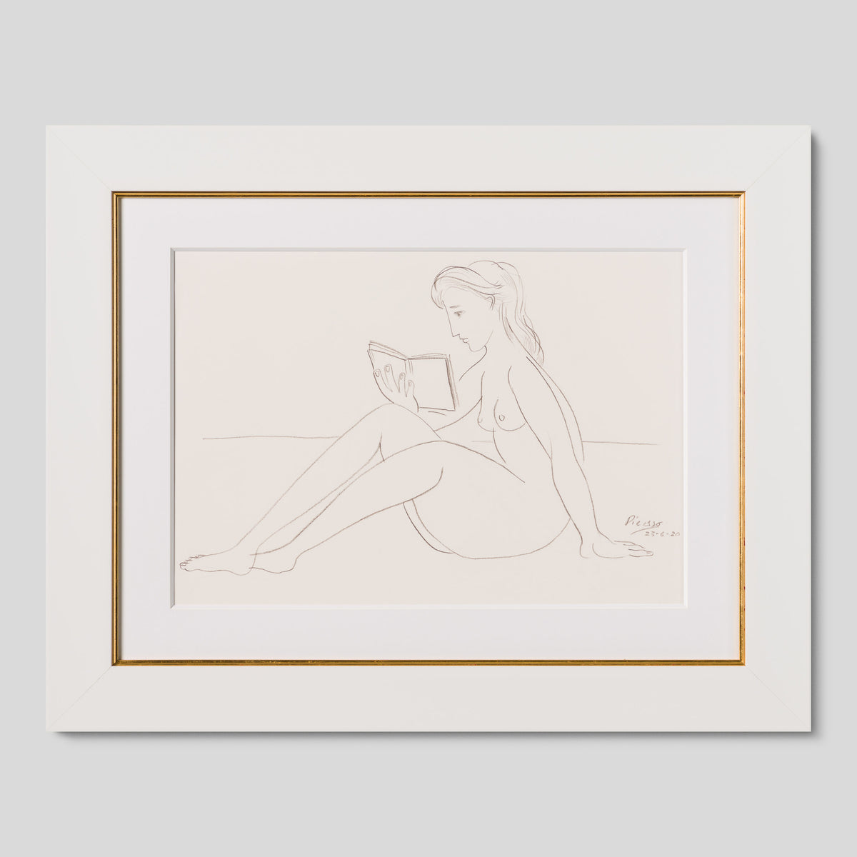 JMY ORI POR 34690 Nude Reading On Beach (3) Pencil Study In The Style Of Pablo Picasso 1920 1 