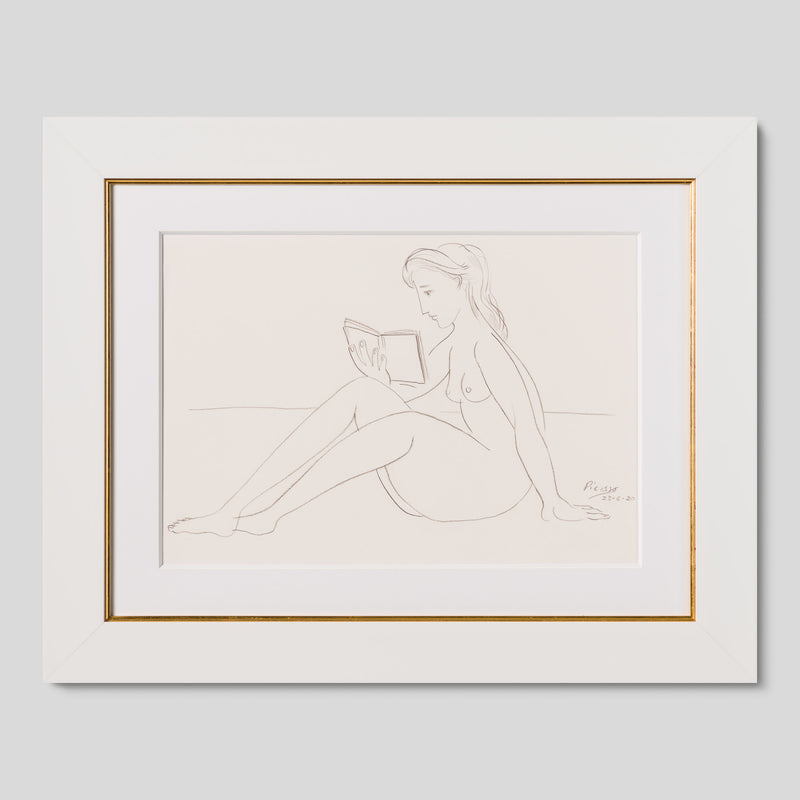 JMY ORI POR 34690 Nude Reading On Beach (3) Pencil Study In The Style Of Pablo Picasso 1920 1 