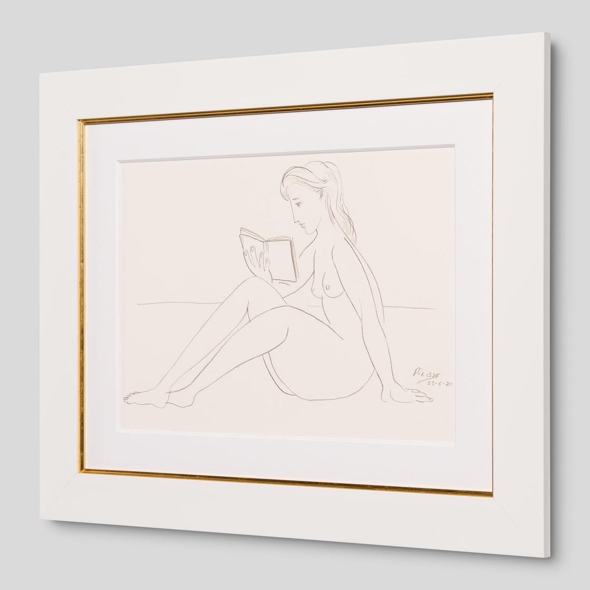 JMY ORI POR 34690 Nude Reading On Beach (3) Pencil Study In The Style Of Pablo Picasso 1920 2 