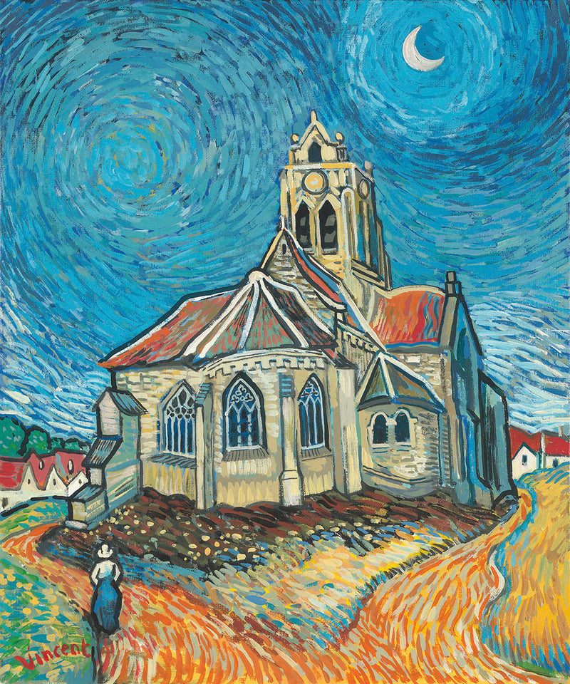 JMY The Church at Auvers in the Style of Vincent Van Gogh