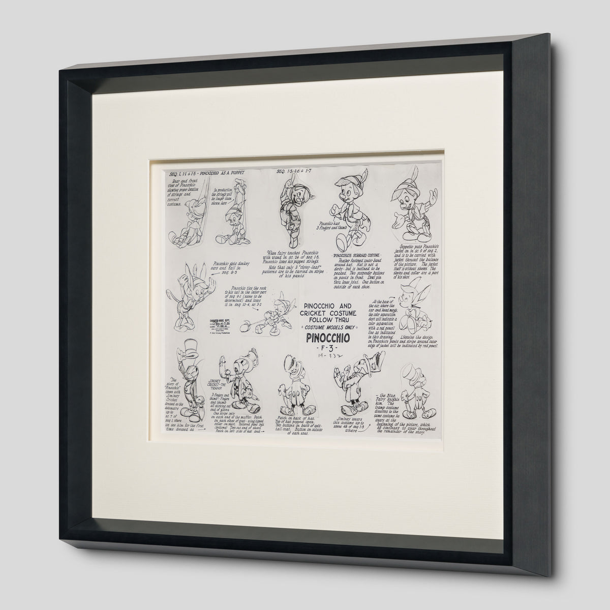 VIN ORI POR 31297 Pinocchio  Pinocchio And Cricket Costume Follow Thru Model Sheet (1940) 2 