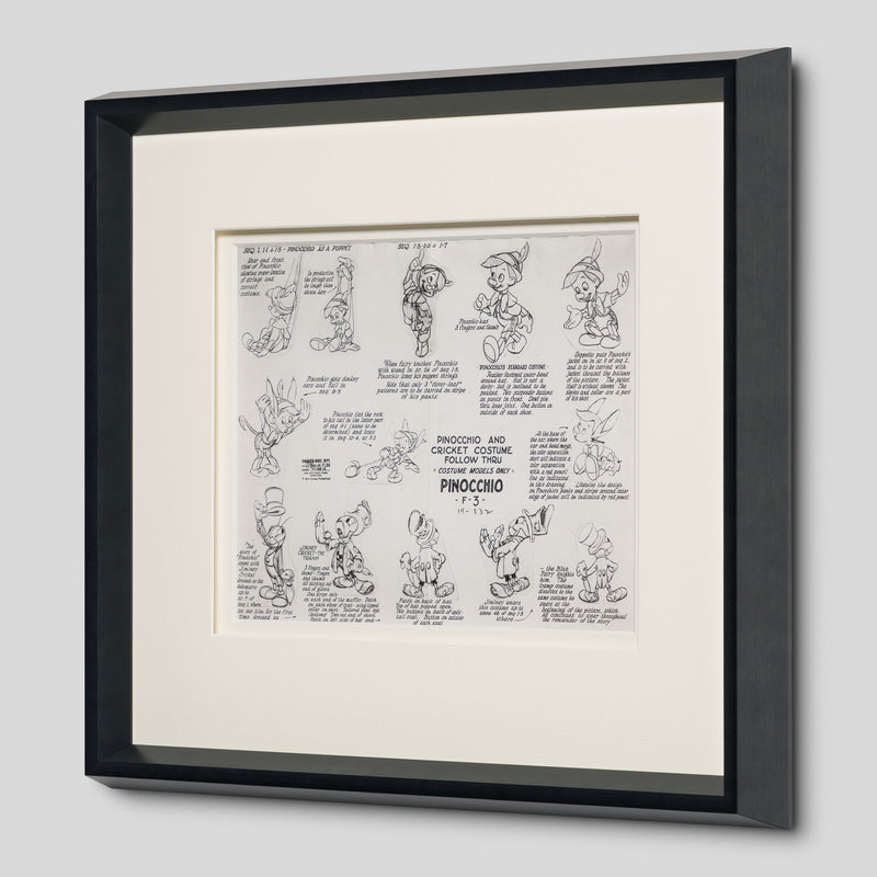 VIN ORI POR 31297 Pinocchio  Pinocchio And Cricket Costume Follow Thru Model Sheet (1940) 2 