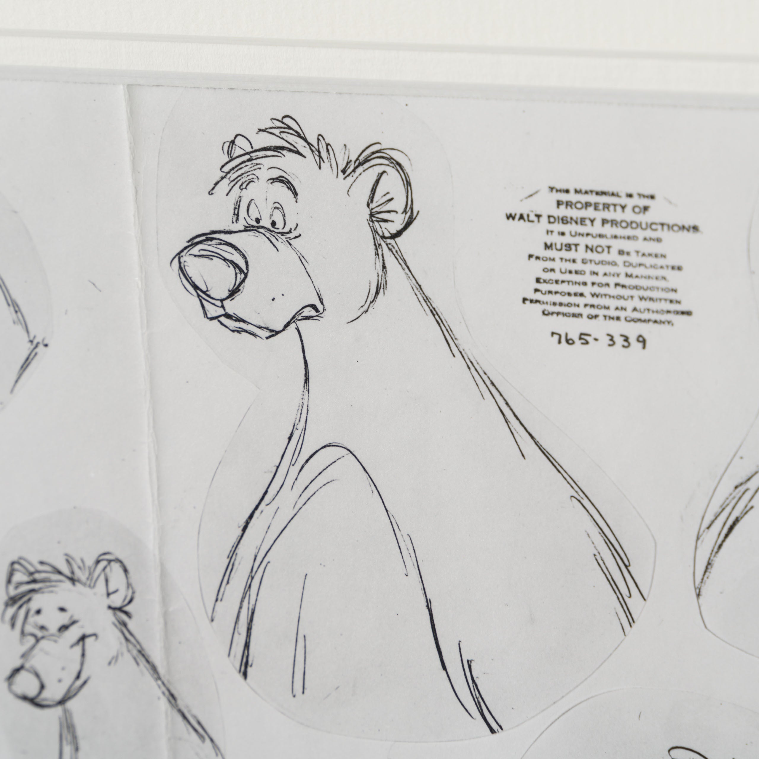 VIN ORI POR 31306 The Jungle Book  Baloo Original Production Cel and Model Sheet set (1967) 6 