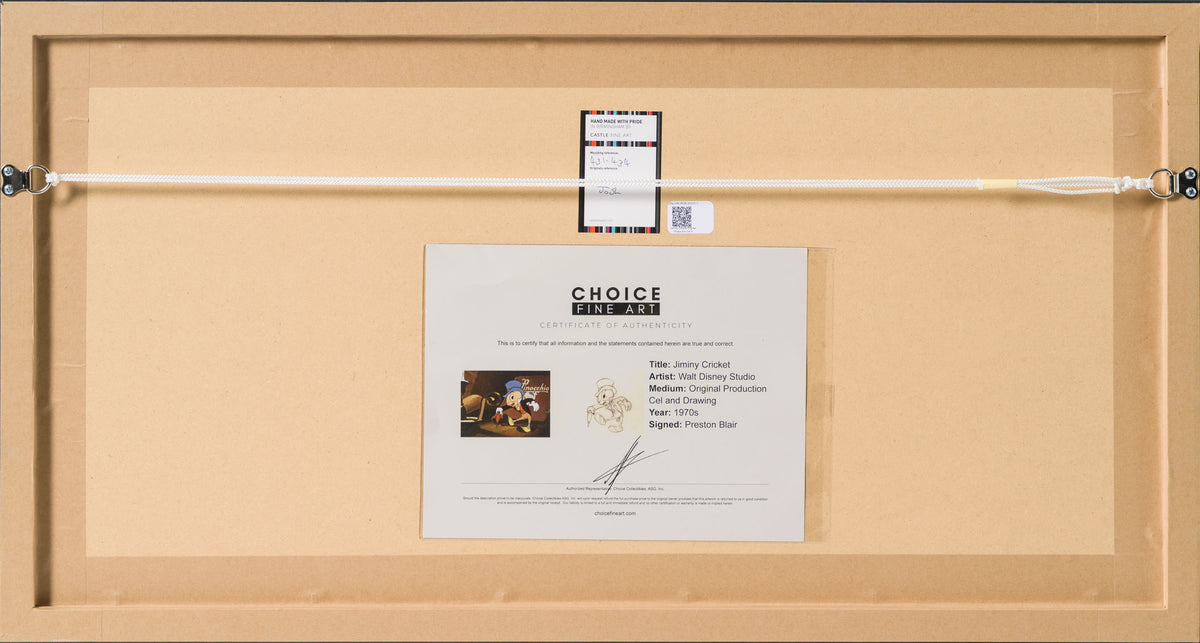 VIN ORI POR 31311 Jiminy Cricket Original Production Cel And Drawing 9 (1970s) signed by Preston Blair 7 