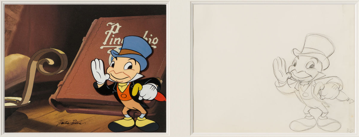 VIN ORI POR 31320 Jiminy Cricket Original Production Cel And Drawing 11 (1970s) signed by Preston Blair 31 