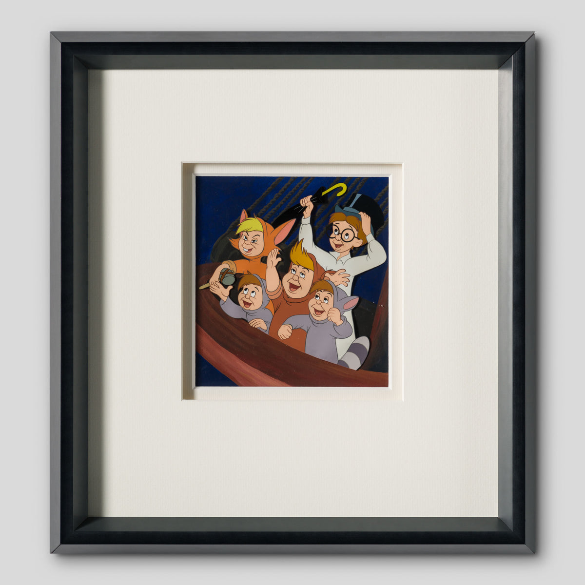 VIN ORI POR 31330 Peter Pan  John And The Lost Boys Original Production Cel On Hand Painted Background (1953) 1 