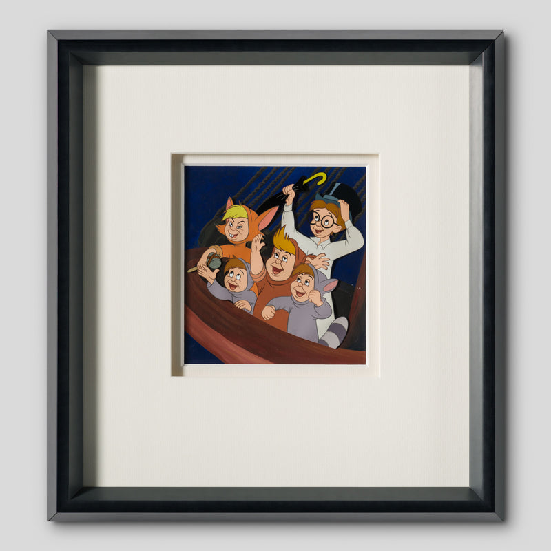 VIN ORI POR 31330 Peter Pan  John And The Lost Boys Original Production Cel On Hand Painted Background (1953) 1 