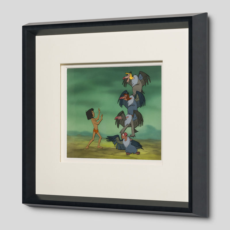 VIN ORI POR 31345 The Jungle Book  Mowgli, Buzzie, Flaps, Ziggy and Dizzy Original Production Cel With Original Background (1967) 2 