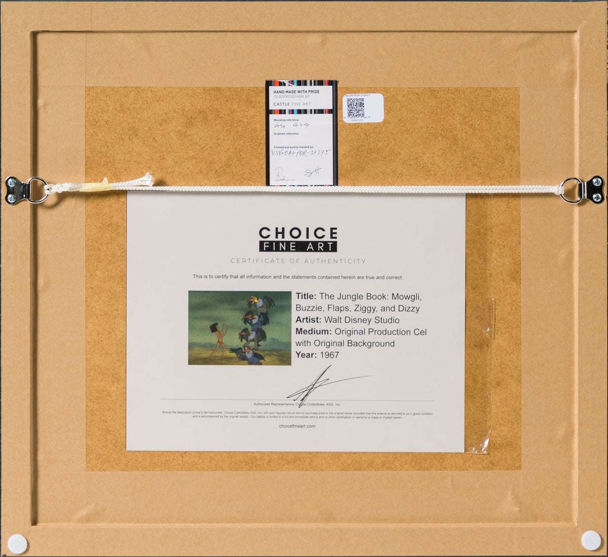 VIN ORI POR 31345 The Jungle Book  Mowgli, Buzzie, Flaps, Ziggy and Dizzy Original Production Cel With Original Background (1967) 8 