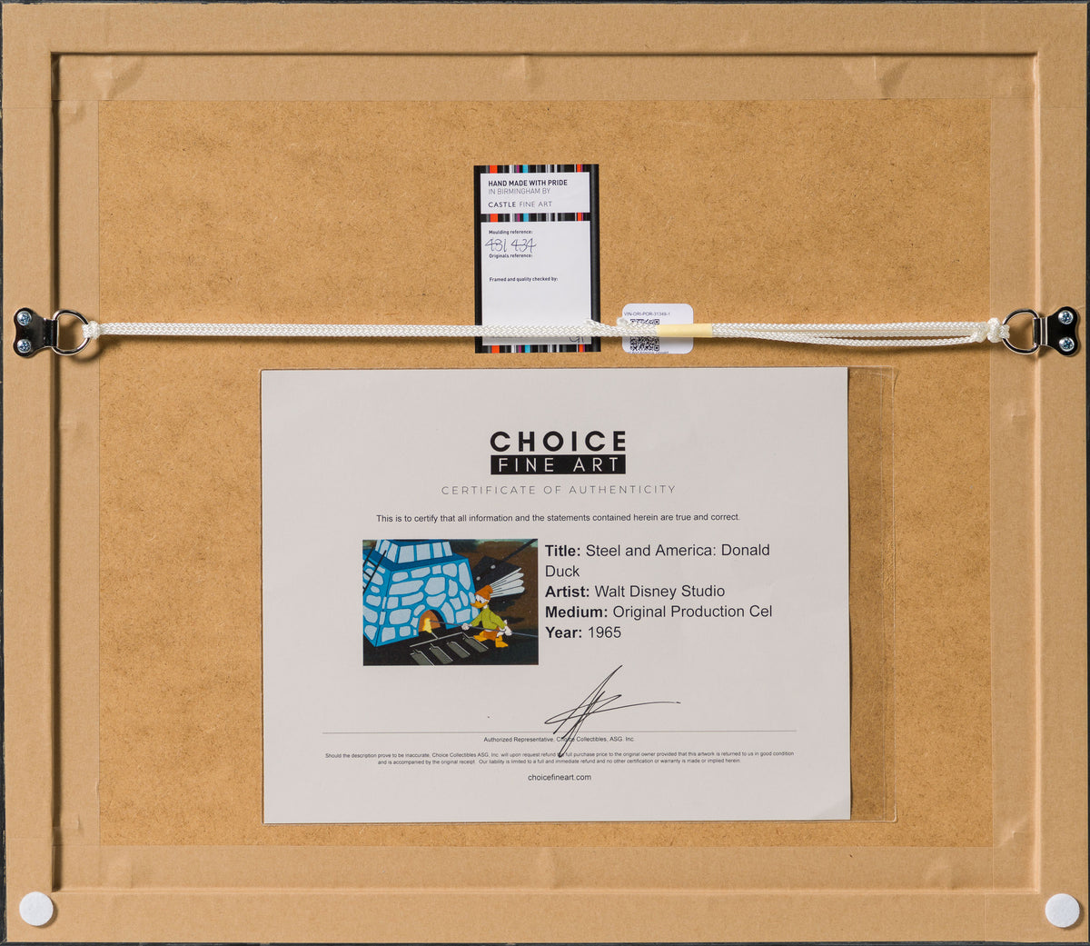 VIN ORI POR 31349 Steel And America  Donald Duck Original Production Cel (1965) 7 