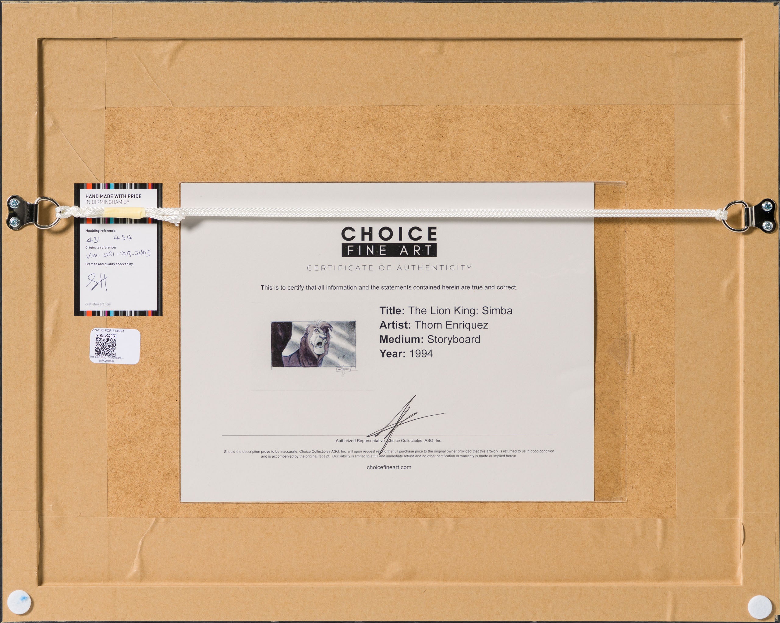 VIN ORI POR 31365 The Lion King, Storyboard Sequence of 9 by artist Thom Enriquez (1994) 4 