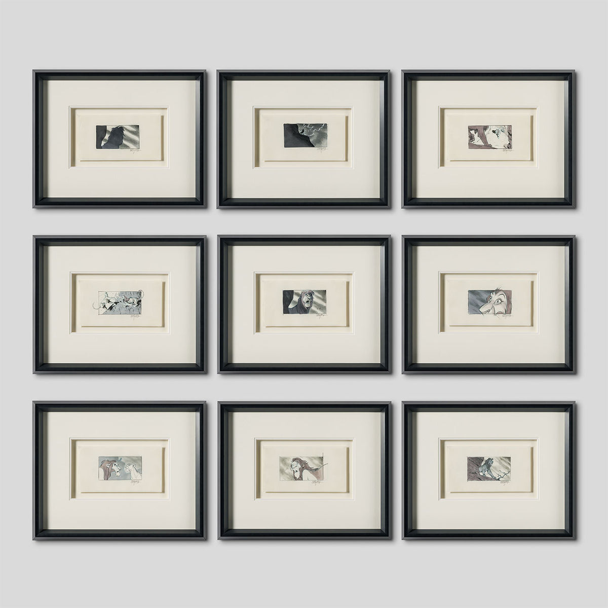 VIN ORI POR 31365 The Lion King, Storyboard Sequence of 9 by artist Thom Enriquez (1994) FULL SET 